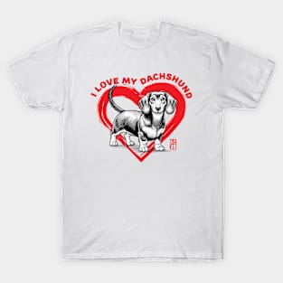 I Love My Dachshund - I Love my dog - Joyful dog T-Shirt